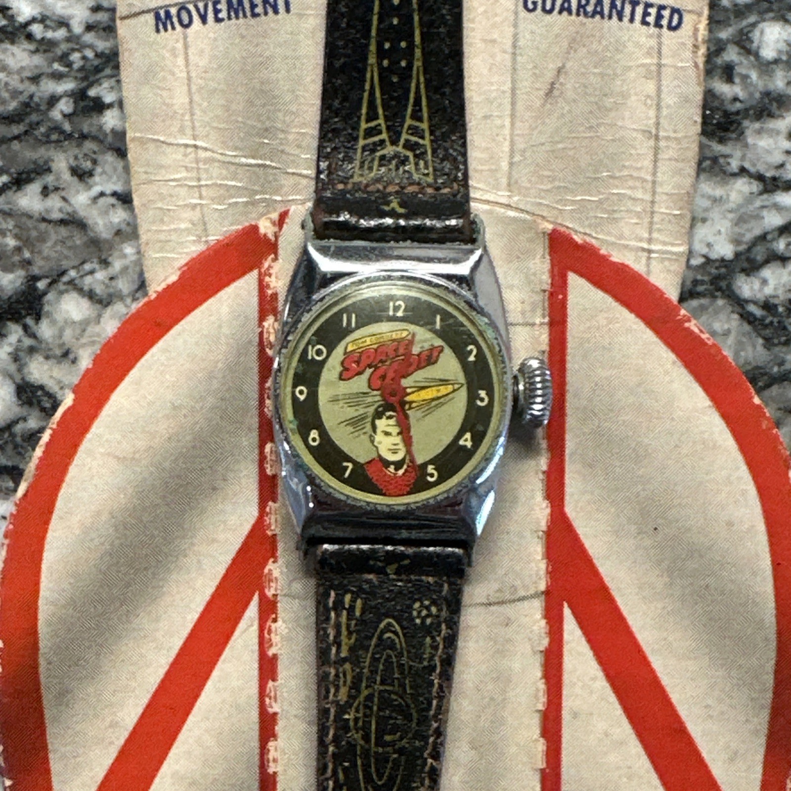 Vintage 1952 Tom Corbett Space Cadet Wrist Watch Ingraham Original Card Display