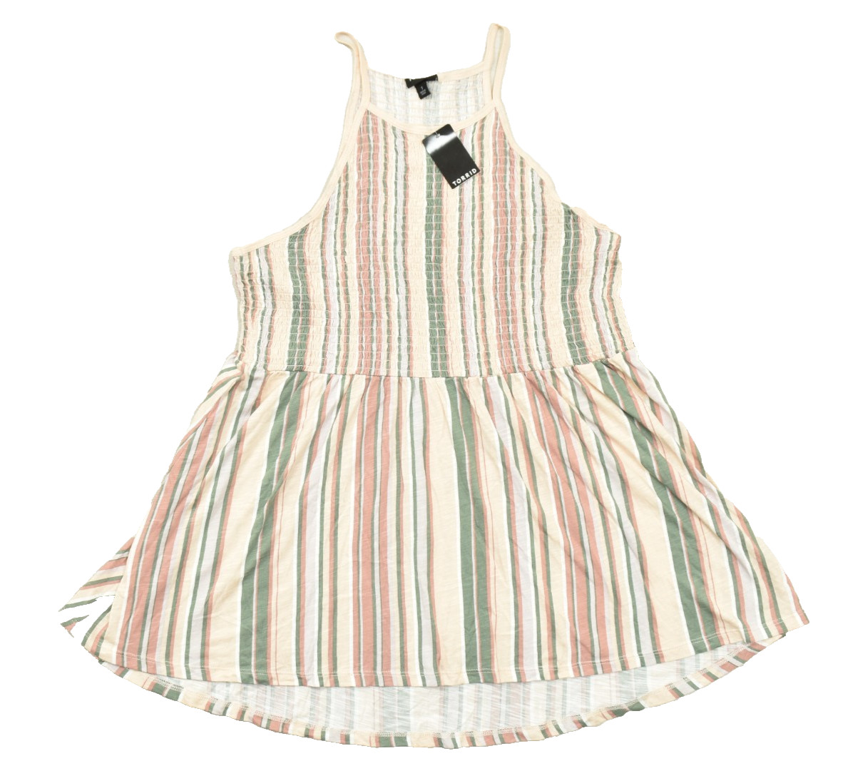 Torrid Women\'s Size 1 1X 14-16 Striped Smocked Halter Tank Top Cotton Blend NEW Torrid Women\'s Size 1 1X 14-16 Striped Smocked Halter Tank Top Cotton Blend NEW