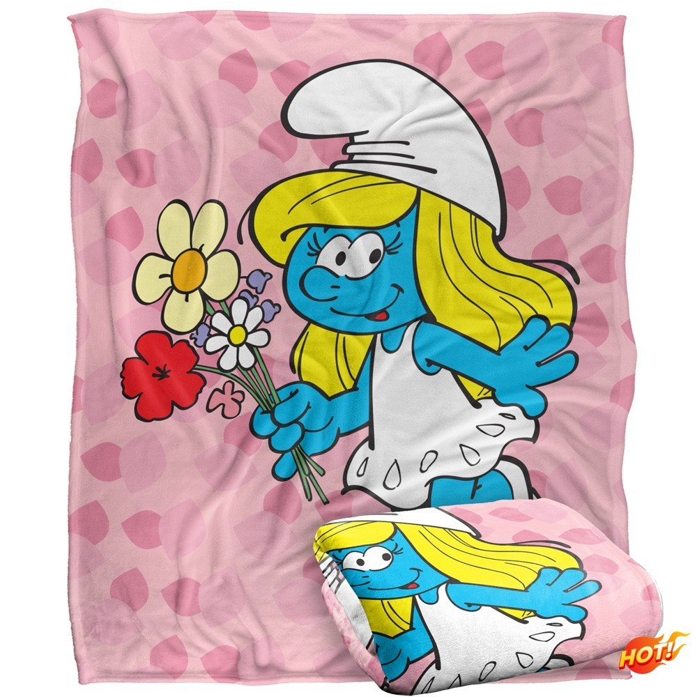 Kids\' The Smurfette Silky Touch Blanket White 36X58
