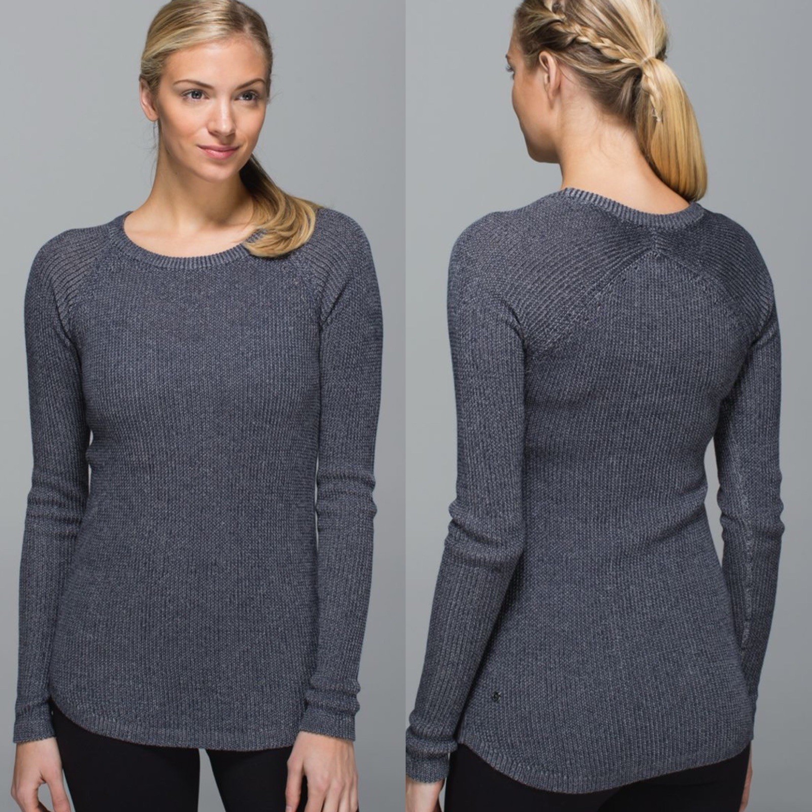 Lululemon Cabin Yogi Long Sleeve Sweater Inkwell Heather Gray Boolux Cashmere 6
