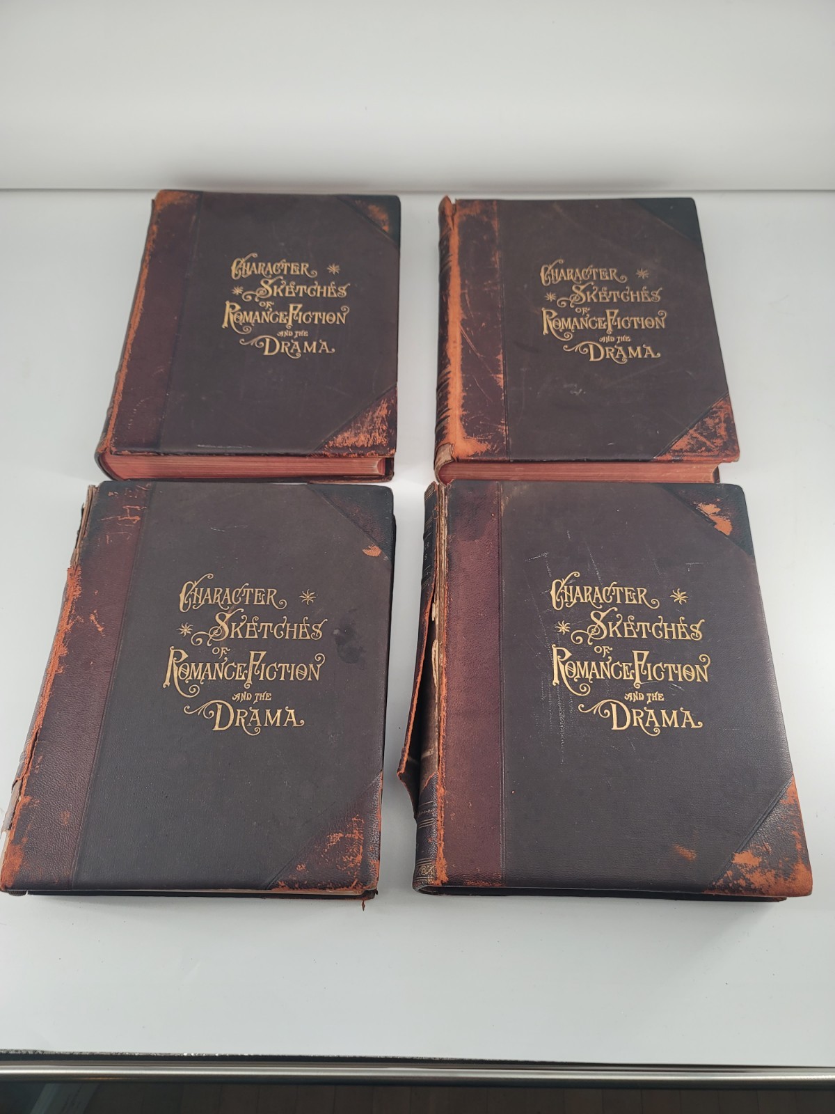 4 Antique books 1892 Character Sketches of Romance Fiction and the Drama 1-IV
