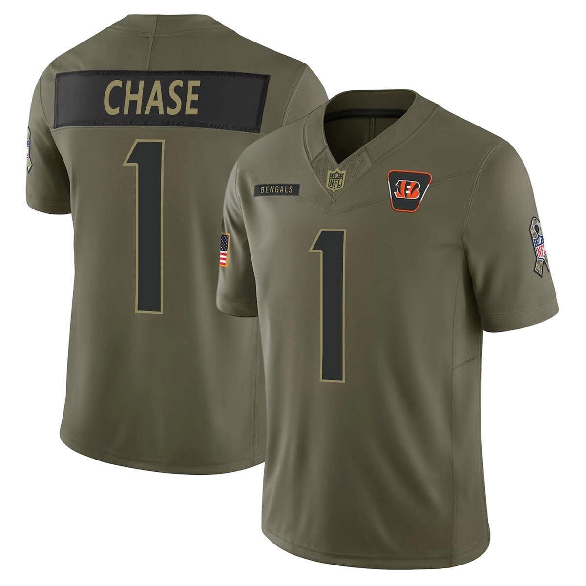 NWT Men's Bengals Olive 2025 Salute to Service Limited Stitched Jersey