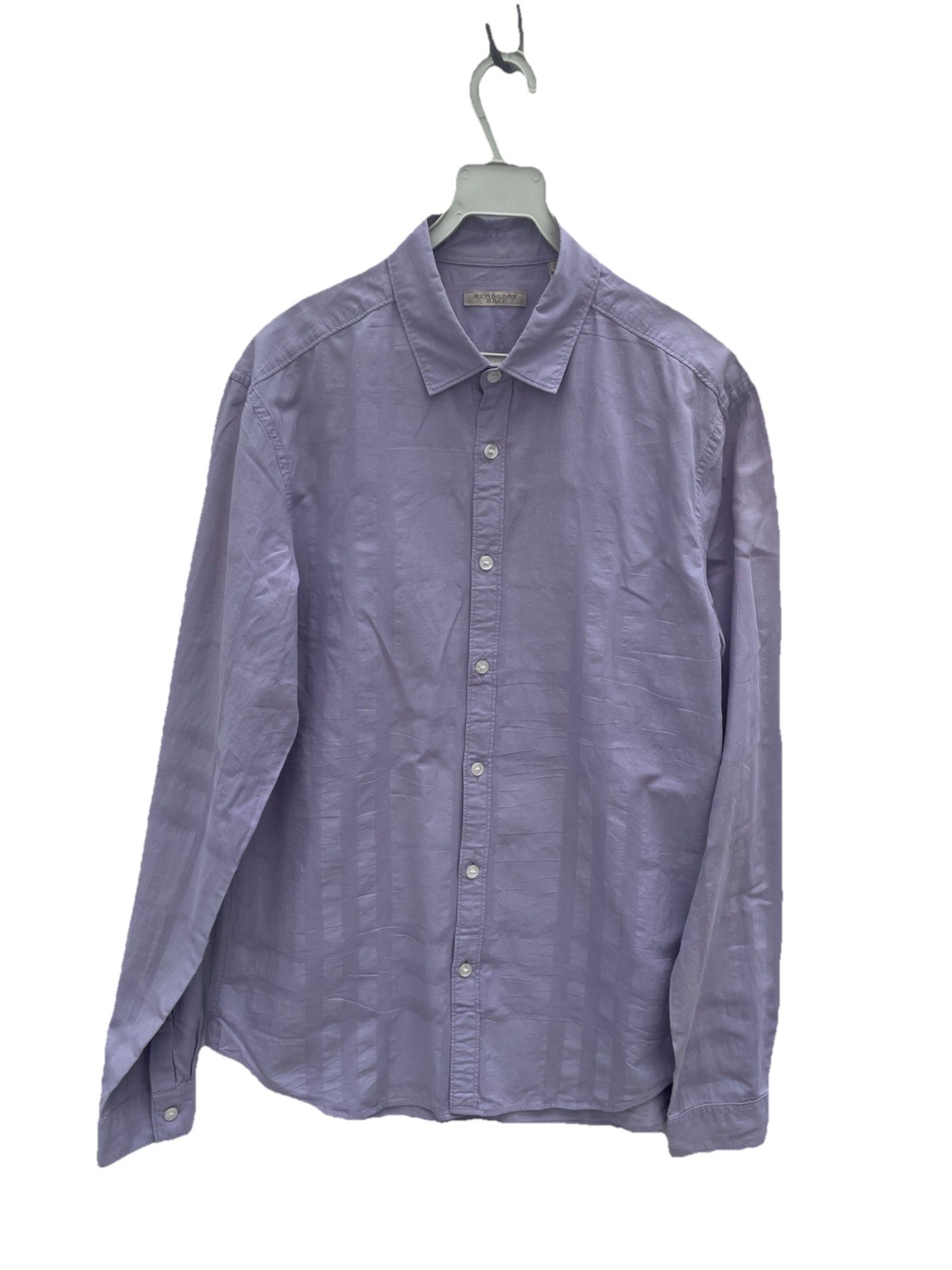 H70# Burberry Brit Shirt Medium Purple Lilac Damask Check Long Sleeve Button Up