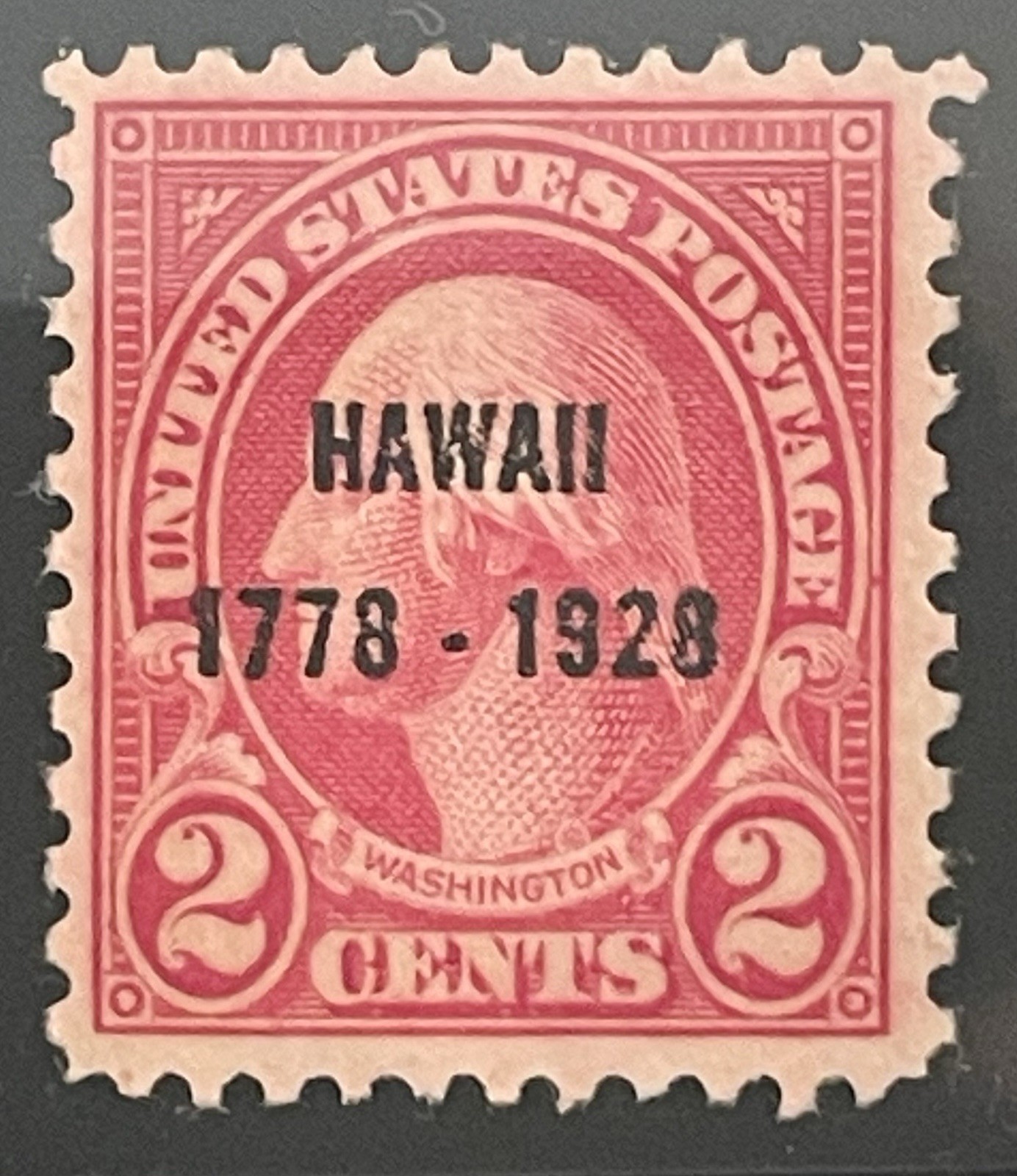 US Stamp Scott #647 1928 2c Overprint Discovery of Hawaii, Carmine MNH OG -VF/XF