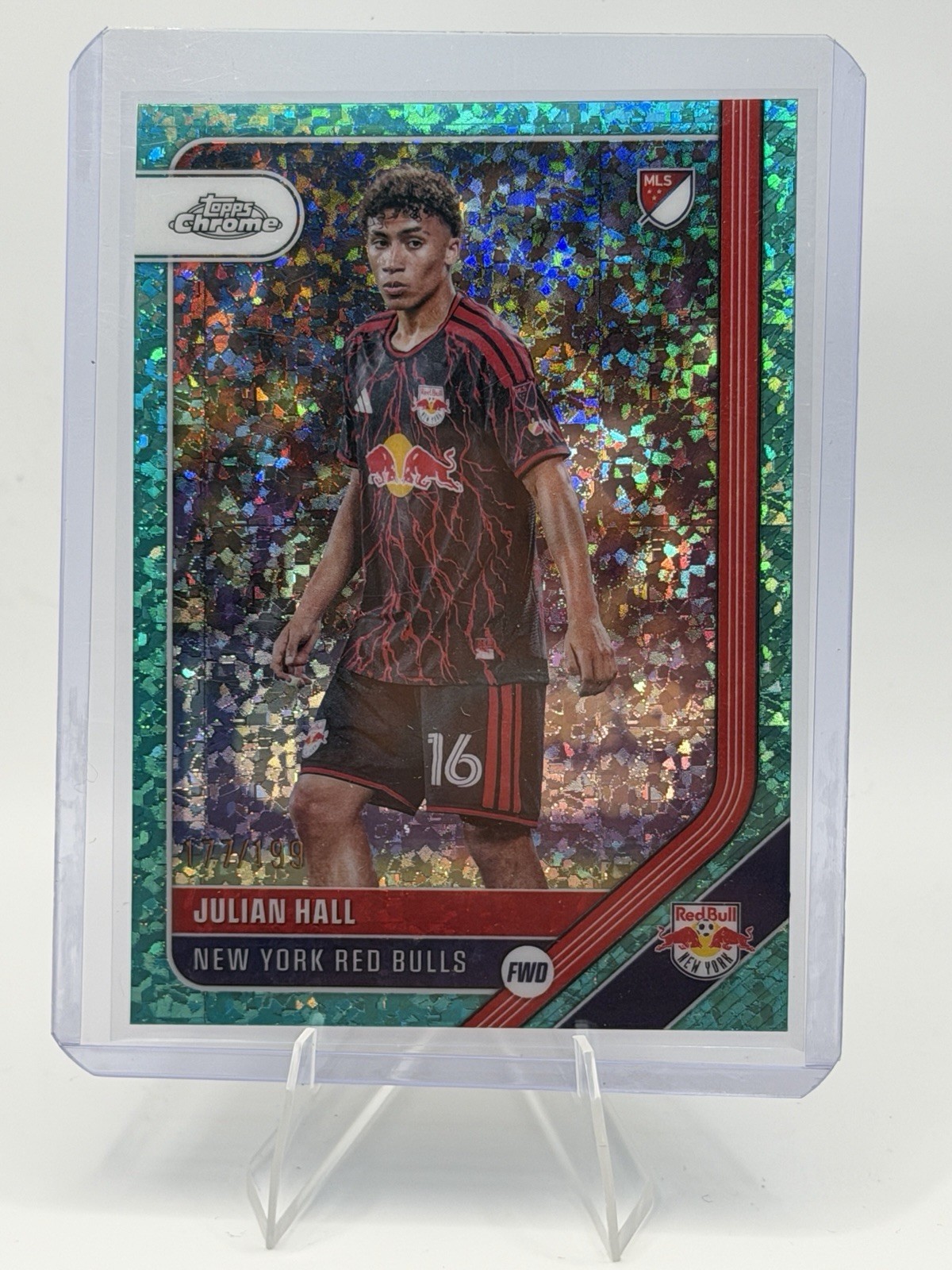 2026 Topps Chrome MLS JULIAN HALL Aqua Glitter /199 #61 New York Red Bulls
