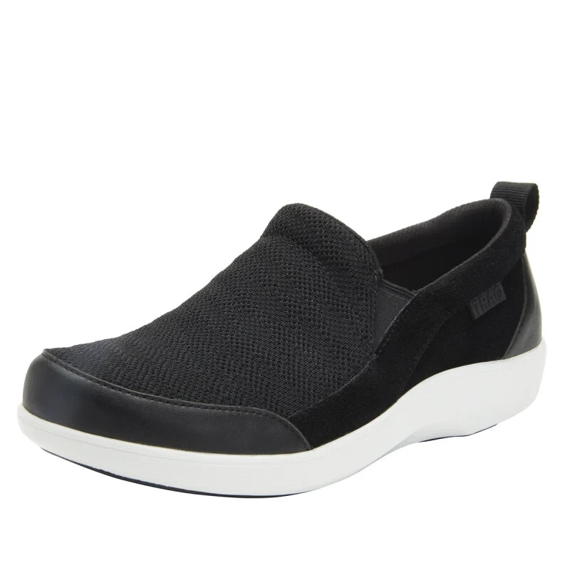 TRAQ by Alegria Womens Melodiq Smart Slip-On Walking Shoe -- Black Waves NEW TRAQ by Alegria Womens Melodiq Smart Slip-On Walking Shoe -- Black Waves NEW
