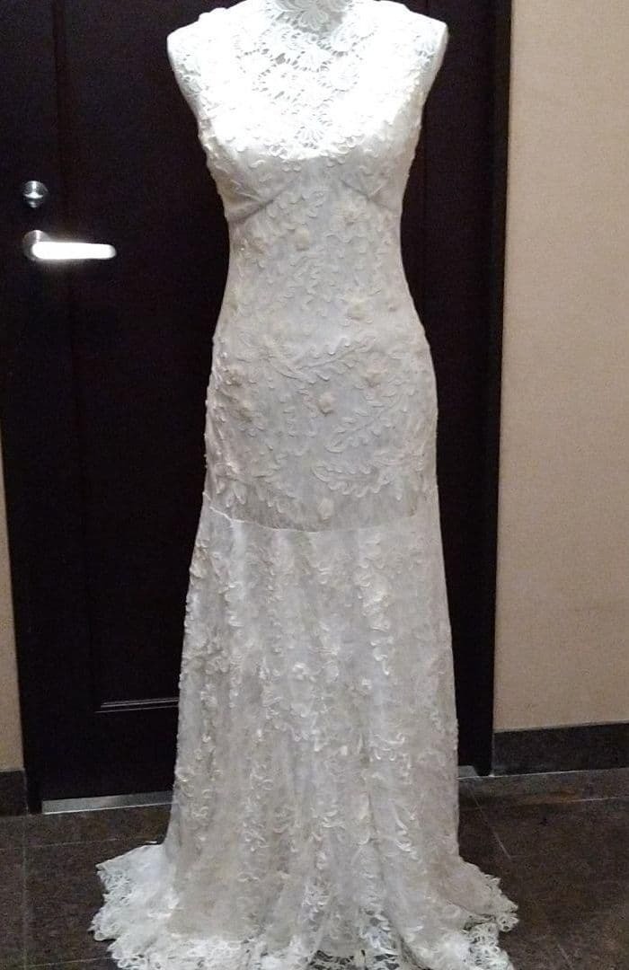 NWT SUE WONG Nocturne Off White Floral Lace Beaded Gown Wedding Dress Size 6