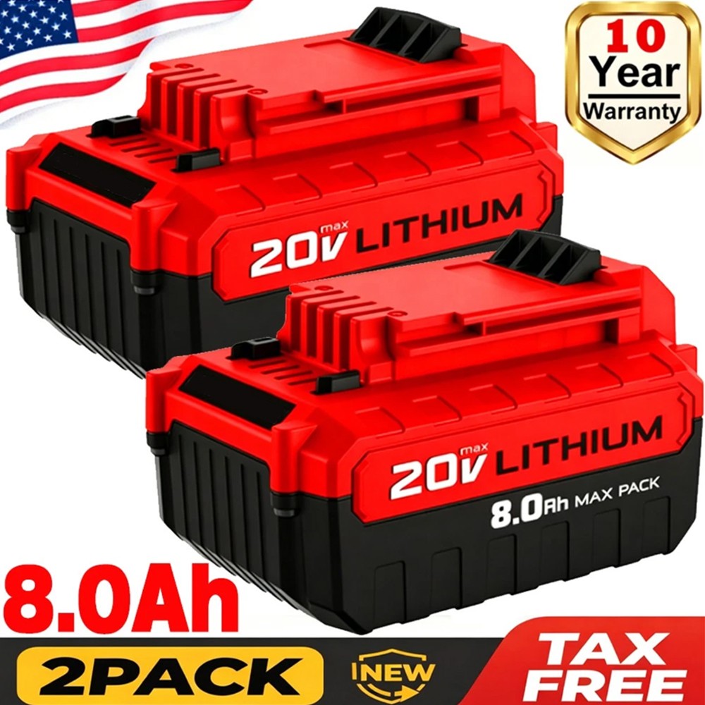 2PACK 20 Volt 8.0Ah Lithium-ion Battery for Porter Cable 20V MAX PCC685L PCC680L