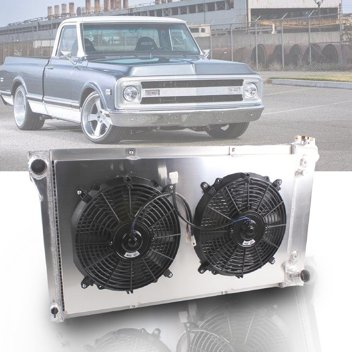 4 Row Radiator With Fan For 67-72 Chevy/GMC Pickup Truck C10 C20 C30 K10 K20 K30