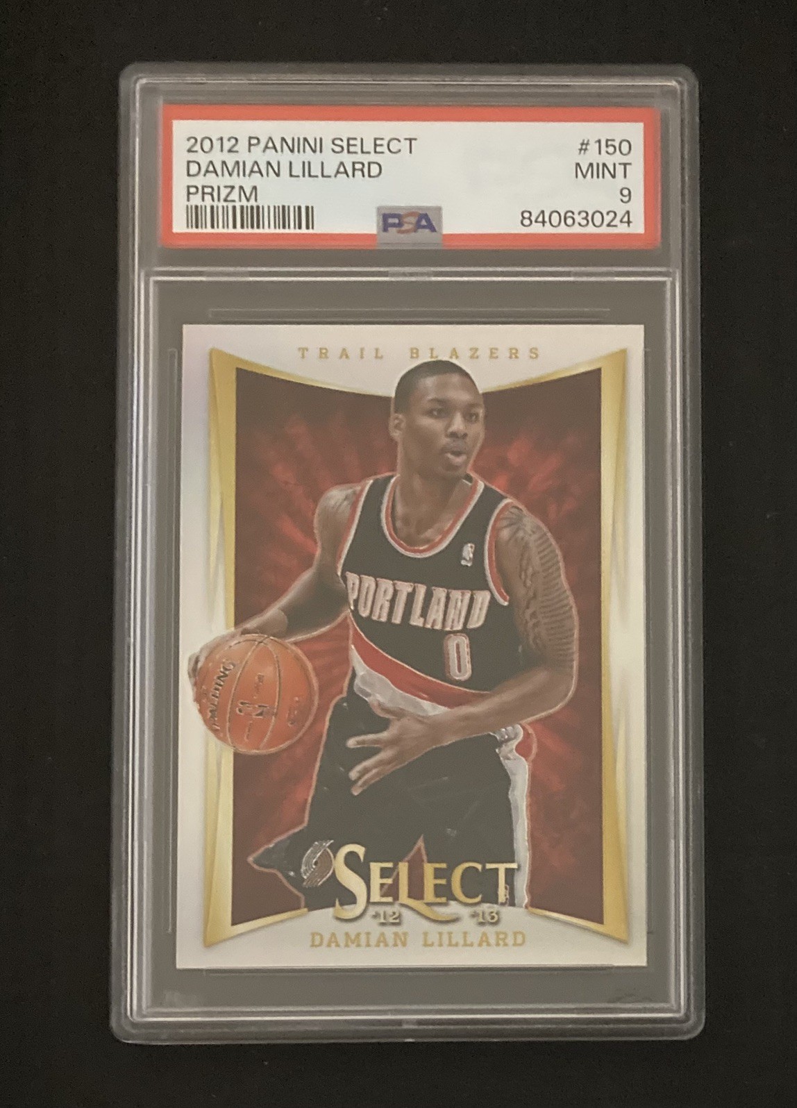 2012 Panini Select #150 Damian Lillard RC Rookie Silver Prizm PSA 9  