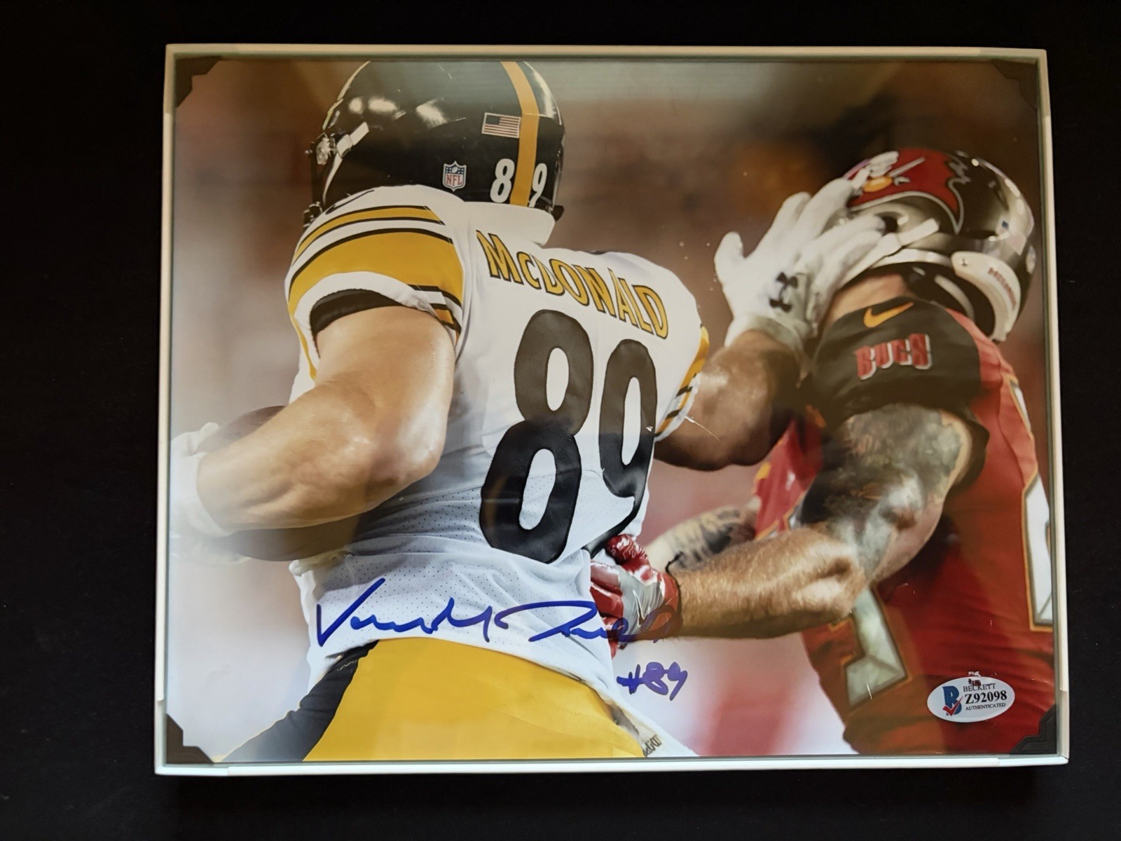 Vance McDonald Pittsburgh Steelers Signed NFL Football Photo BAS Authenticated