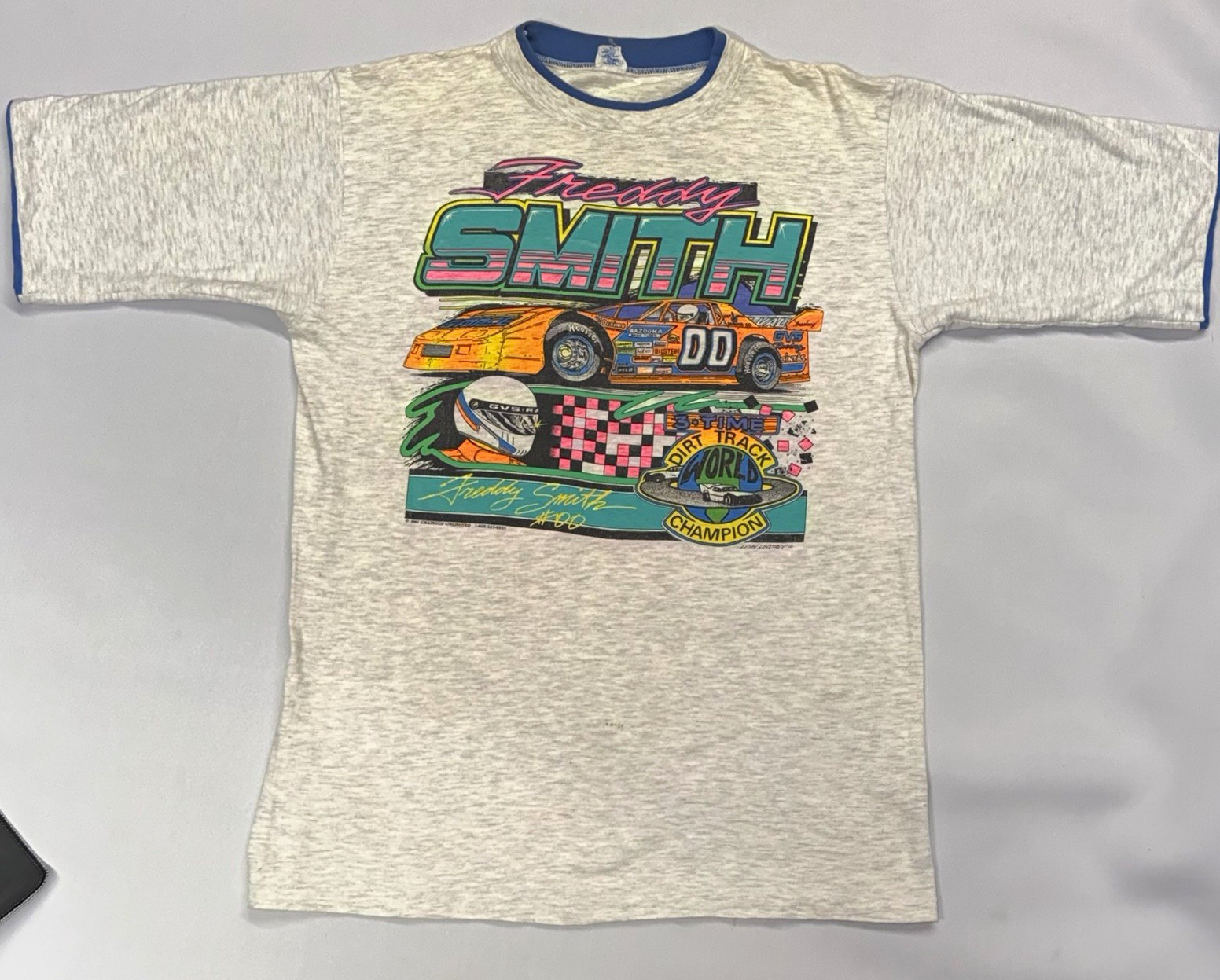 Vintage 1992 Freddy Smith Racing T-Shirt Large Single Stitch Alore Made USA Rare