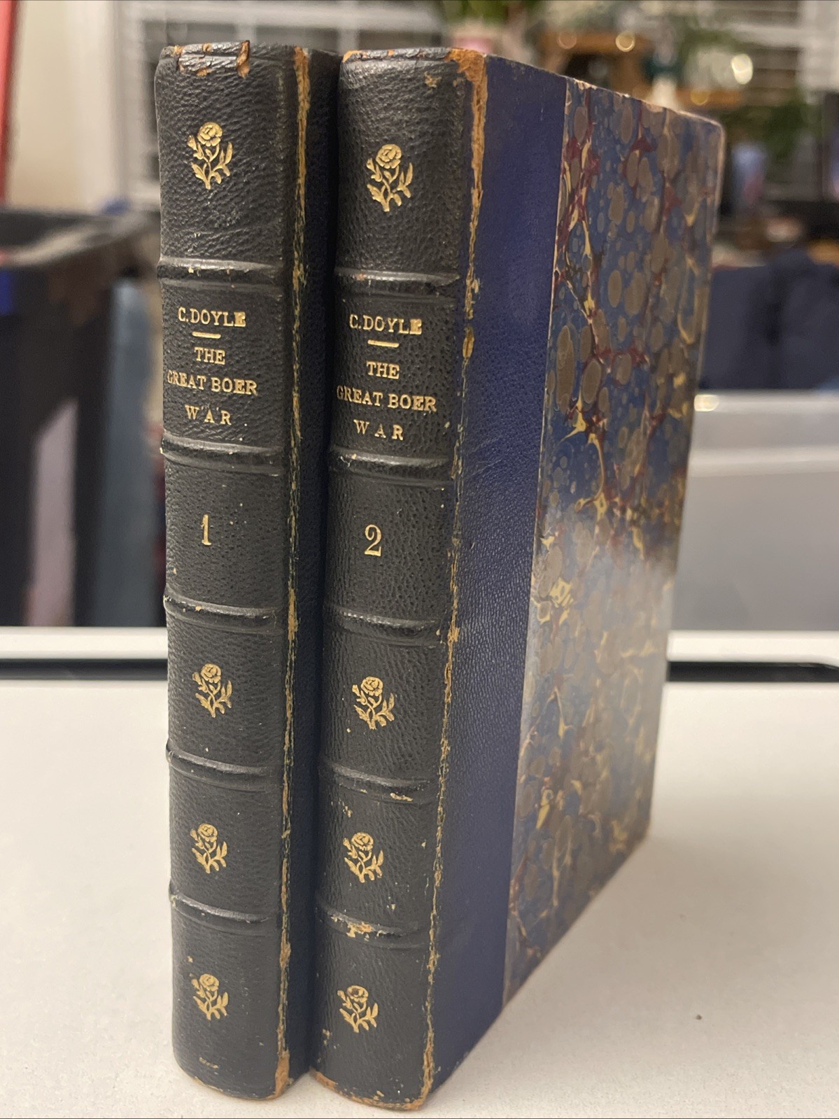 1900 A Conan Doyle THE GREAT BOER WAR Two Volumes, Tauchnitz, Lovely LEATHER