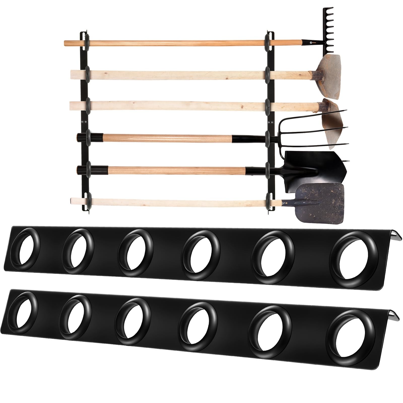 Dunzy 2 Sets 6-Tool Landscape Trailer Rack For Lawn Equipment 6 Hole Hand Tool