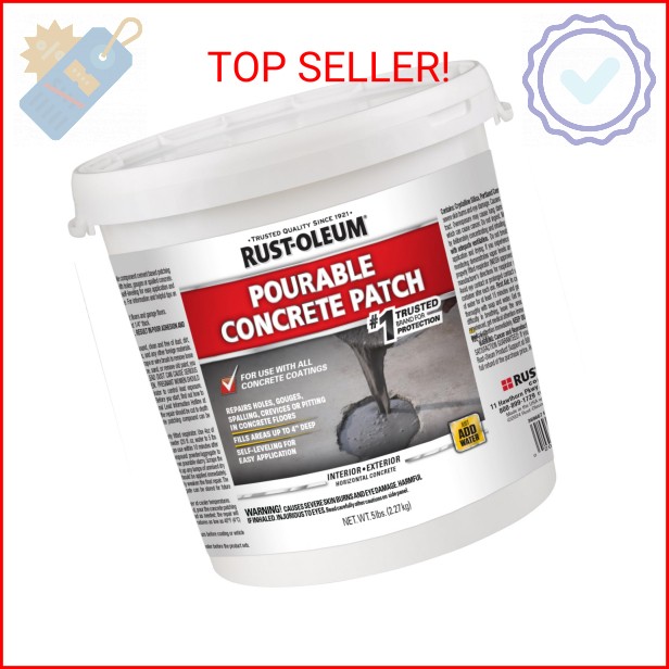 Rust-Oleum 369667 Pourable Concrete Patch, 5 lb Pail, White Rust-Oleum 369667 Pourable Concrete Patch, 5 lb Pail, White