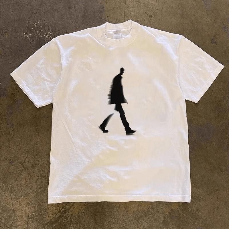 Blurred Silhouette Graphic T-Shirt Premium Cotton Streetwear Casual Tee Blurred Silhouette Graphic T-Shirt Premium Cotton Streetwear Casual Tee