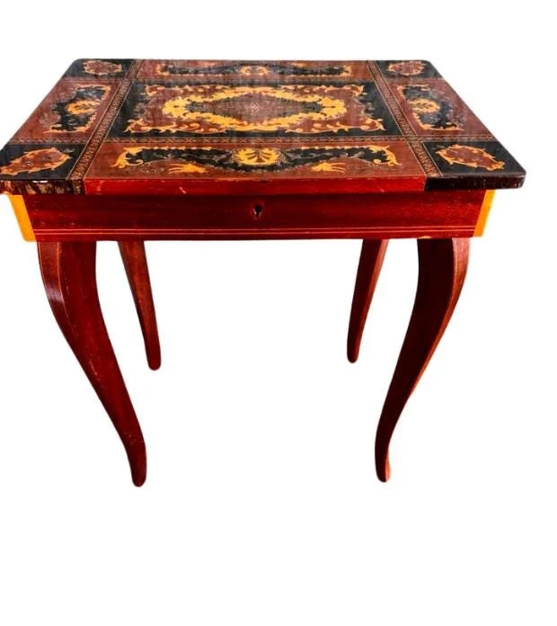 Vintage Italian Inlaid Music Box Table – Marquetry Side Table – Isola di Capri