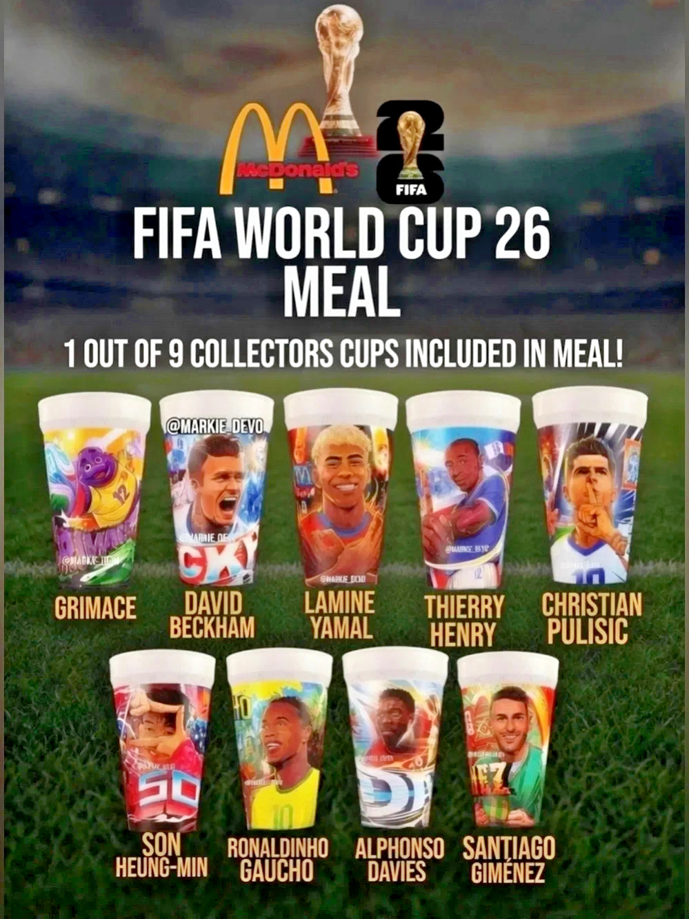 2026 McDonald's FIFA World Cup Adult Happy Meal Cups Singles 30% OFF 4 OR MORE