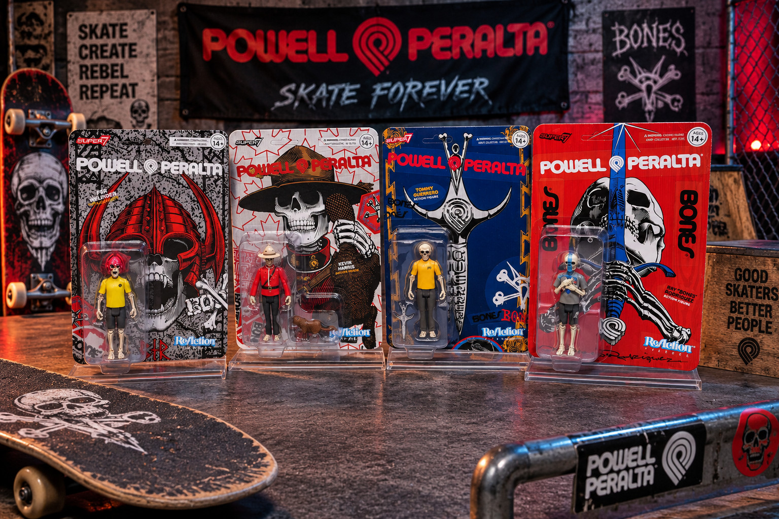 Super7 Skateboard Powell Peralta Set Wave 4 Guerrero Rodriguez Welinder Harris