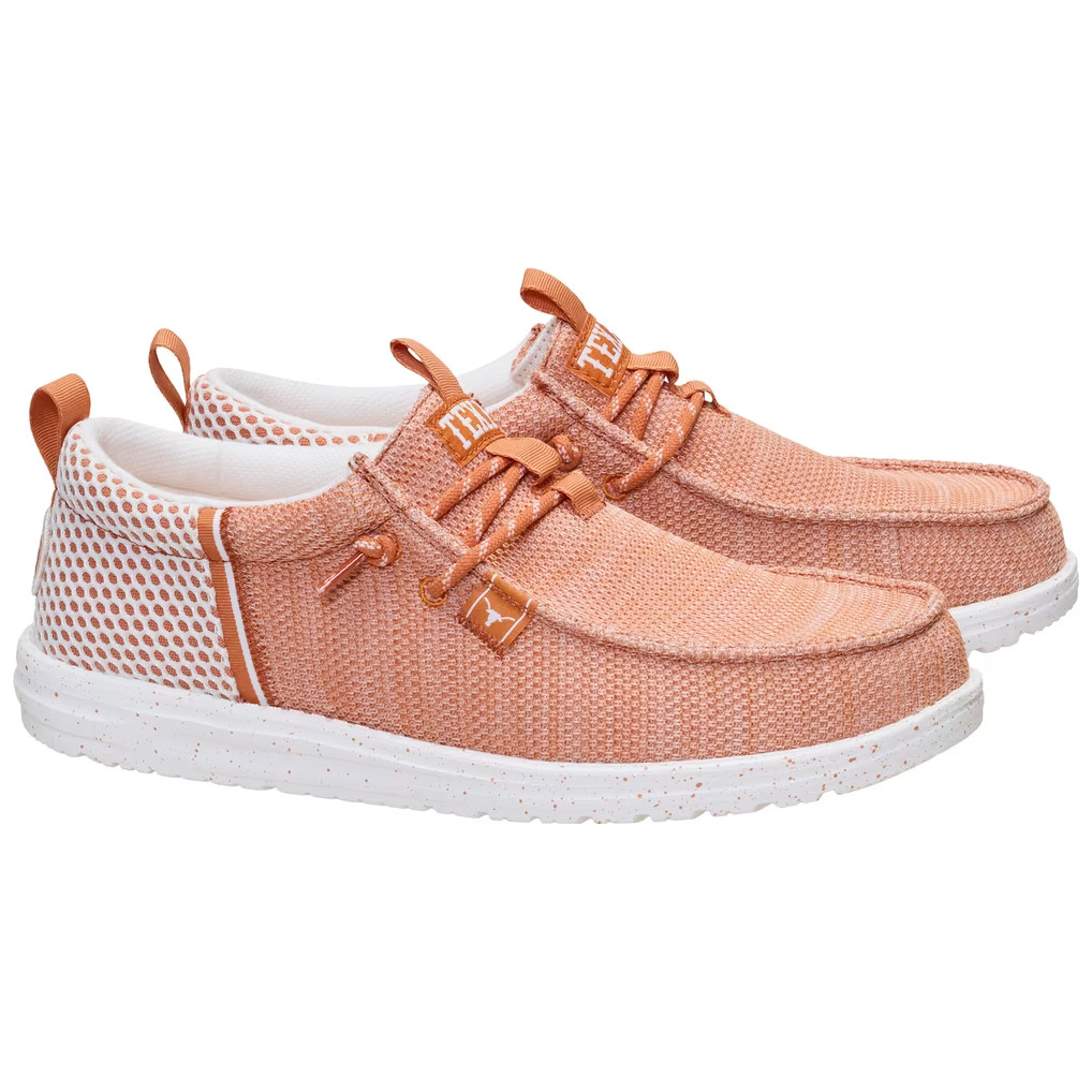 [BIG SALE] Hey Dude Wally Stretch Sox Texas Longhorns Shoes Orange