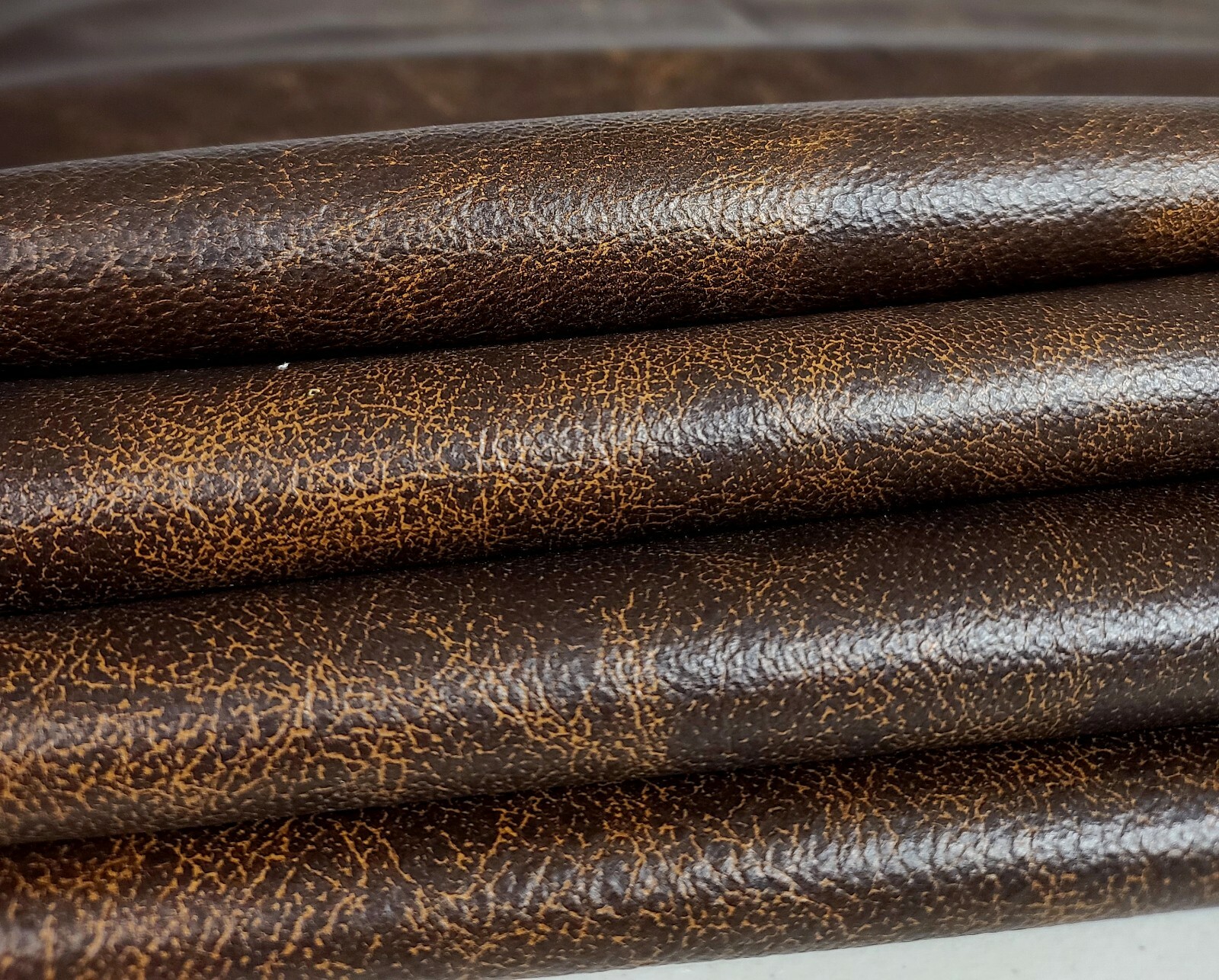 Vintage Premium Distressed Naturally Milled Italian Leather Full Cowhide 37+Sqft