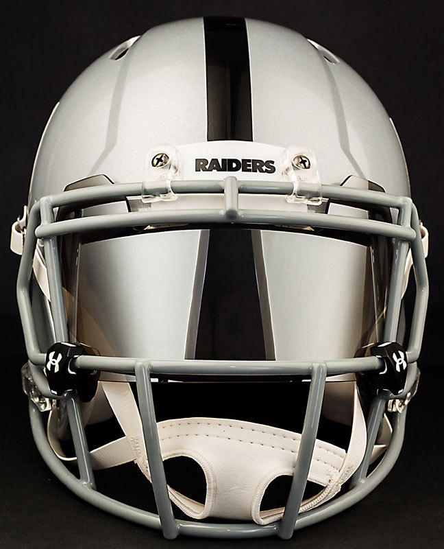 OAKLAND RAIDERS NFL Football Helmet with CHROME MIRROR Visor / Eye Shield