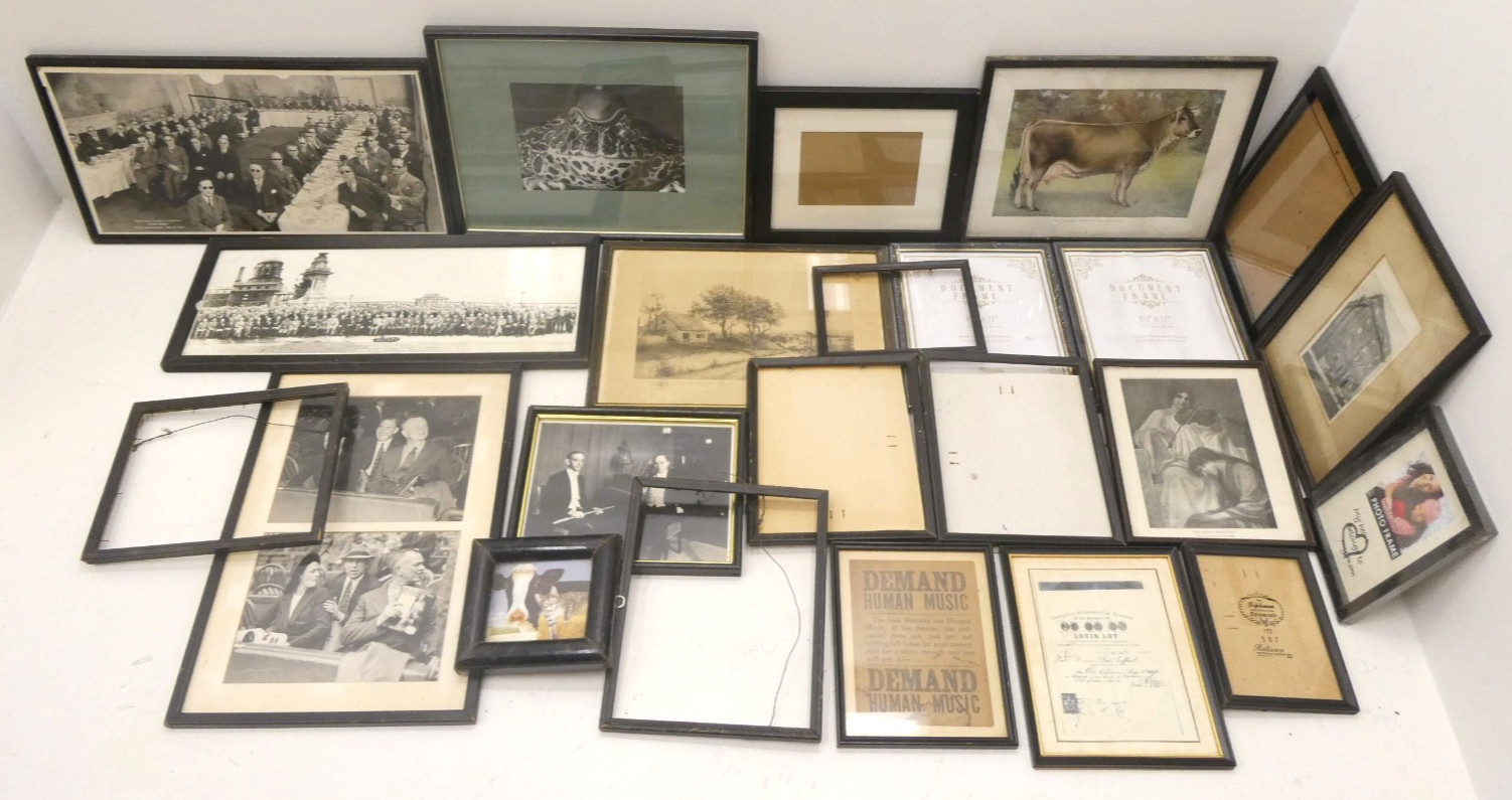 Mixed Lot of Used Black Rectangular Square Wood Metal Frames Prints Artists