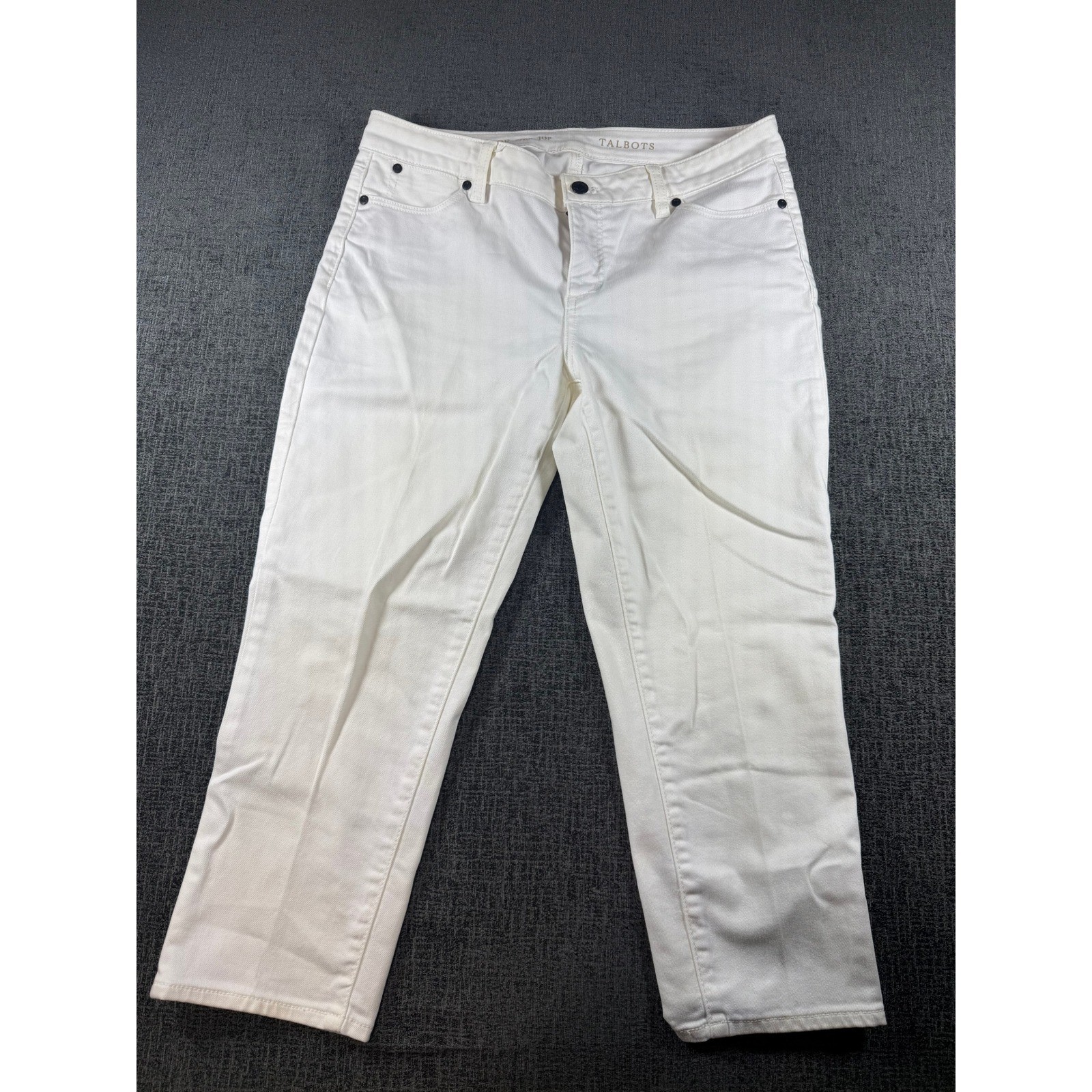 Talbots Signature Crop Pants White Denim Size 10P Petite Stretch Cotton Blend Talbots Signature Crop Pants White Denim Size 10P Petite Stretch Cotton Blend