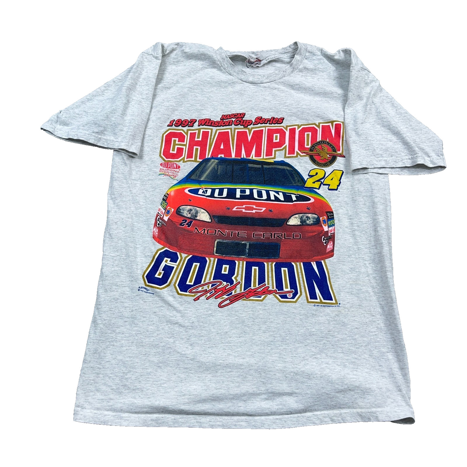 Vintage Jeff Gordon Shirt Men Large Gray NASCAR Racing Tee 90s Winston Cup 1997 Vintage Jeff Gordon Shirt Men Large Gray NASCAR Racing Tee 90s Winston Cup 1997