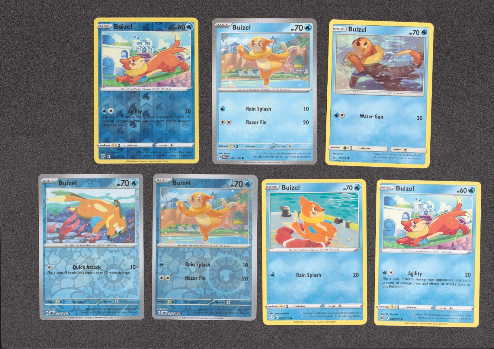 Buizel Pokemon Card Collection Set of 7 English Cards Reverse Holo Water Type Buizel Pokemon Card Collection Set of 7 English Cards Reverse Holo Water Type