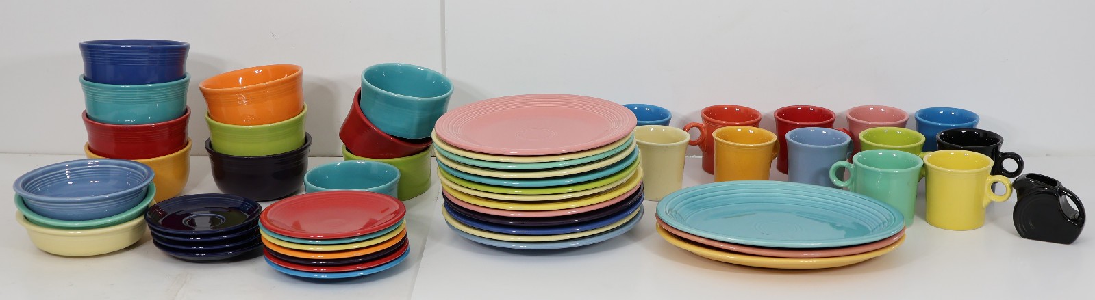54 Piece Fiestaware Fiesta Dishes Dinner Salad Plates Cups Bowls Platters Lot