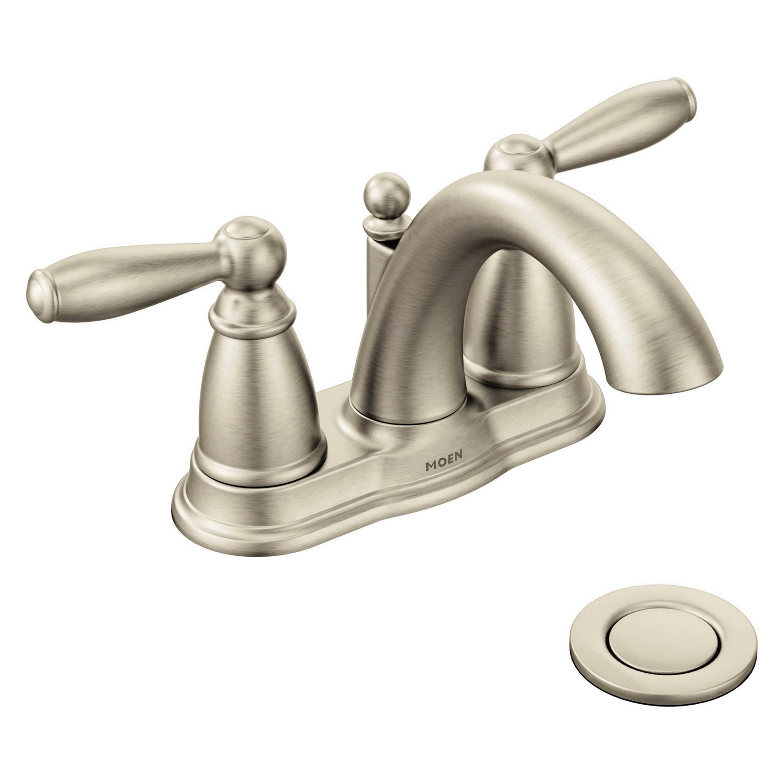 MOEN Brantford 6610BN Centerset 2-Handle Low-Arc Bathroom Faucet in Brushed