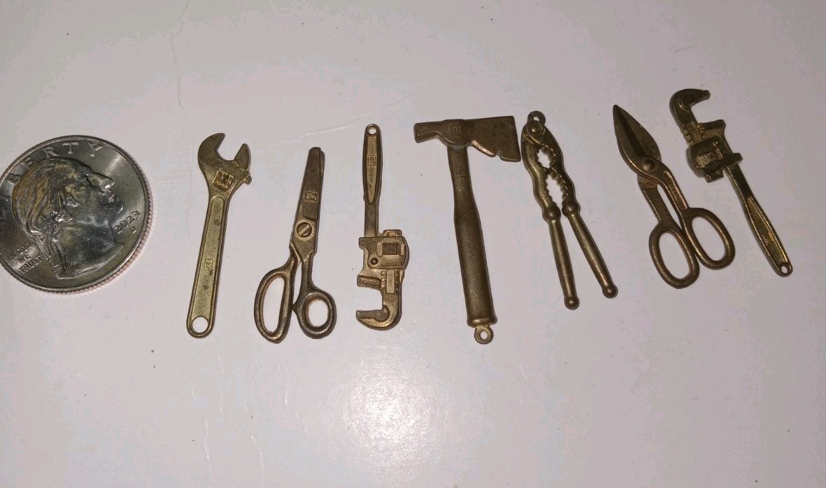 Vintage Intercast Miniature Dollhouse/Charm Lot of 7 Tools