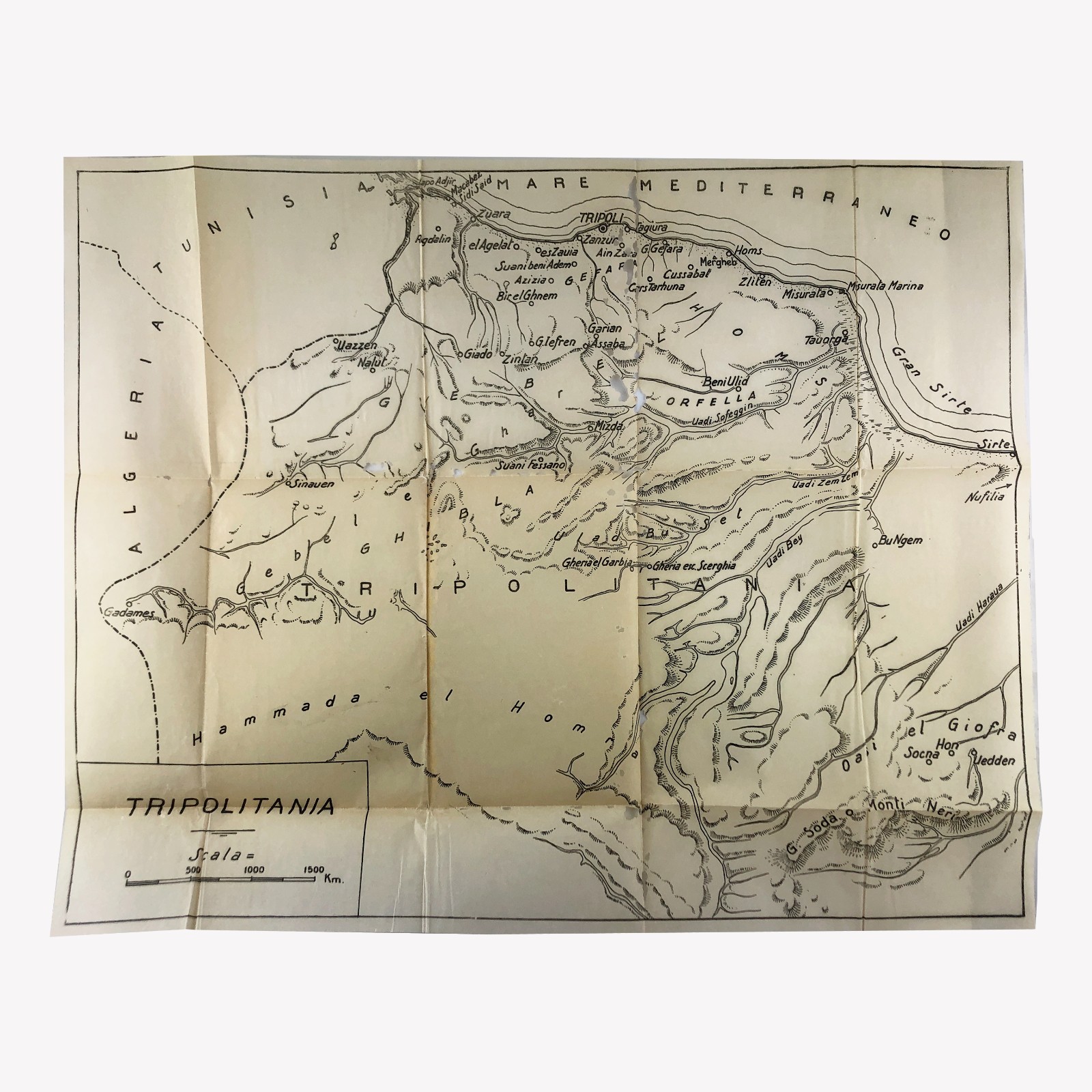C19th Italian Tripoli Tripolitania Libya Map - Antique Algeria Africa Old Map