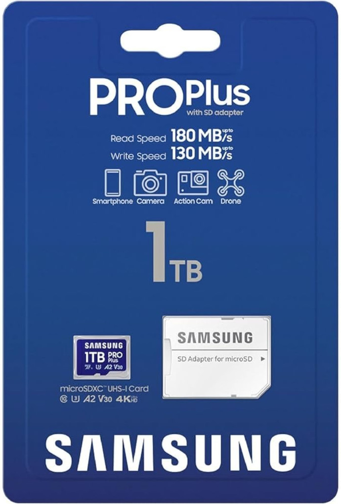 SAMSUNG PRO Plus 1TB MicroSDXC Micro SD Class 10 U3 V30 A2 180MB/s Memory Card SAMSUNG PRO Plus 1TB MicroSDXC Micro SD Class 10 U3 V30 A2 180MB/s Memory Card