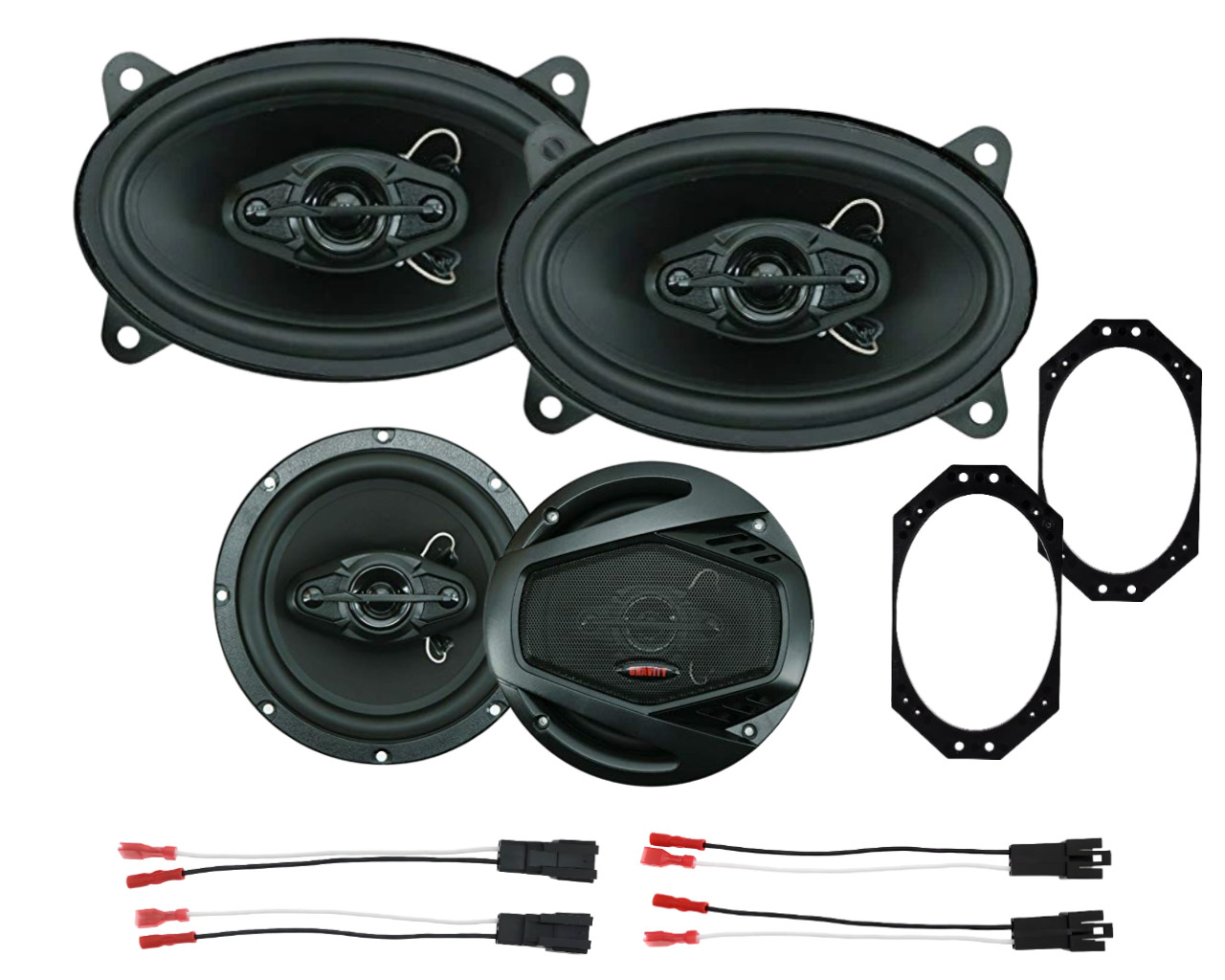 Gravity Front & Rear Car Door Speaker replacement for Jeep Wrangler 1997-2006