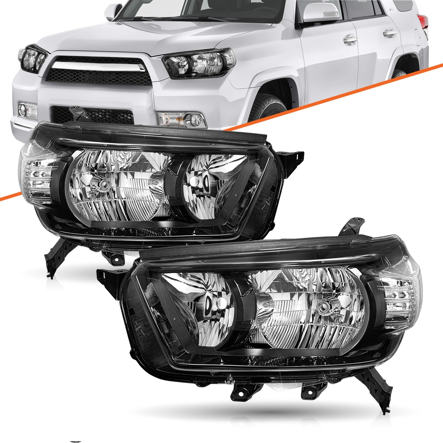 For 2010-2013 Toyota 4Runner Black Clear Corner Headlights Assembly Set For 2010-2013 Toyota 4Runner Black Clear Corner Headlights Assembly Set