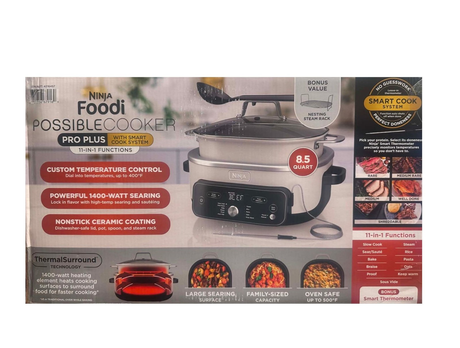 Ninja Foodi PossibleCooker PRO Plus 11-in-1 Smart Cook System White 30% Faster