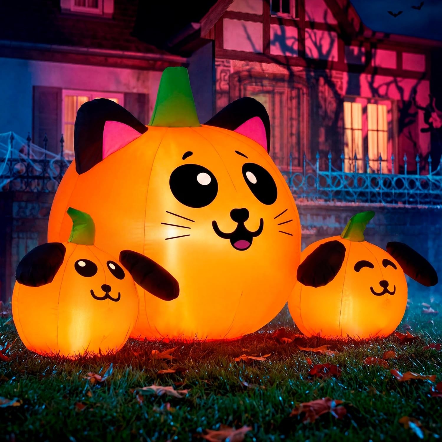 JOYIN 5ft Halloween Inflatable Pumpkin Cat Dog Head Yard Decor w LED Lights JOYIN 5ft Halloween Inflatable Pumpkin Cat Dog Head Yard Decor w LED Lights