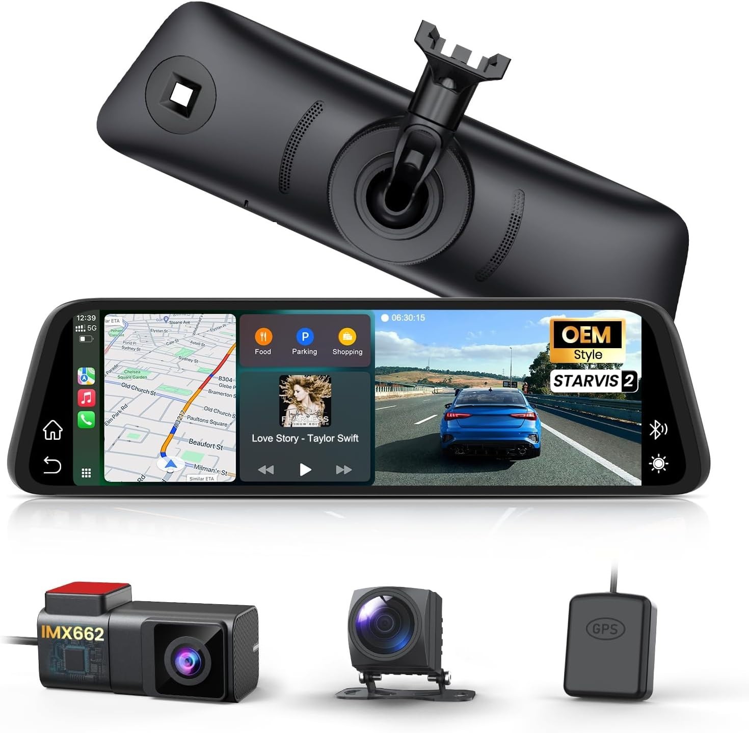 OEM Rear View Mirror Camera with CarPlay & Android Auto: 9.36\ OEM Rear View Mirror Camera with CarPlay & Android Auto: 9.36\