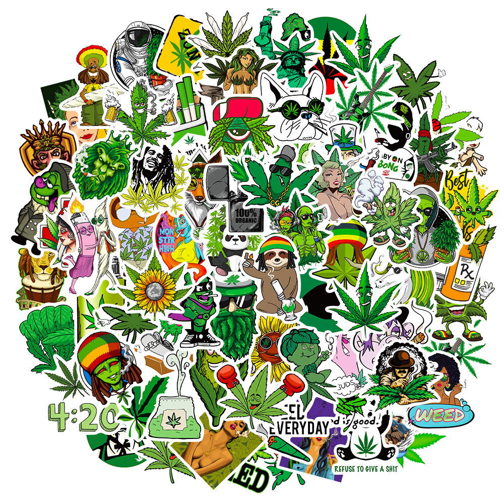 50 Pcs Weed Smoking Marijuana Stickers 420 Vinyl Decal Skateboard Sticker Pack