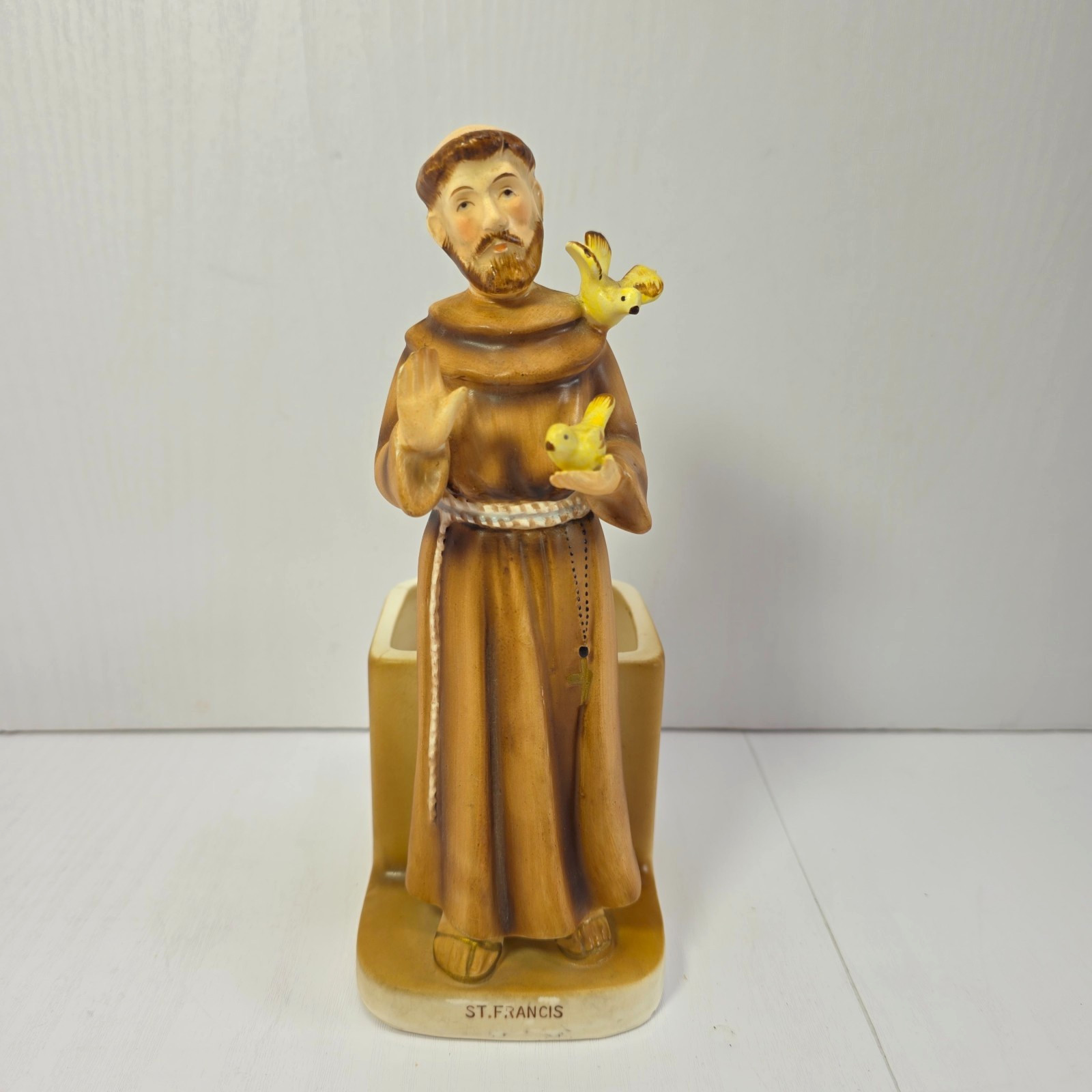 Vintage Lefton Saint Francis of Assisi Ceramic Planter Figurine Japan 1950s Vintage Lefton Saint Francis of Assisi Ceramic Planter Figurine Japan 1950s