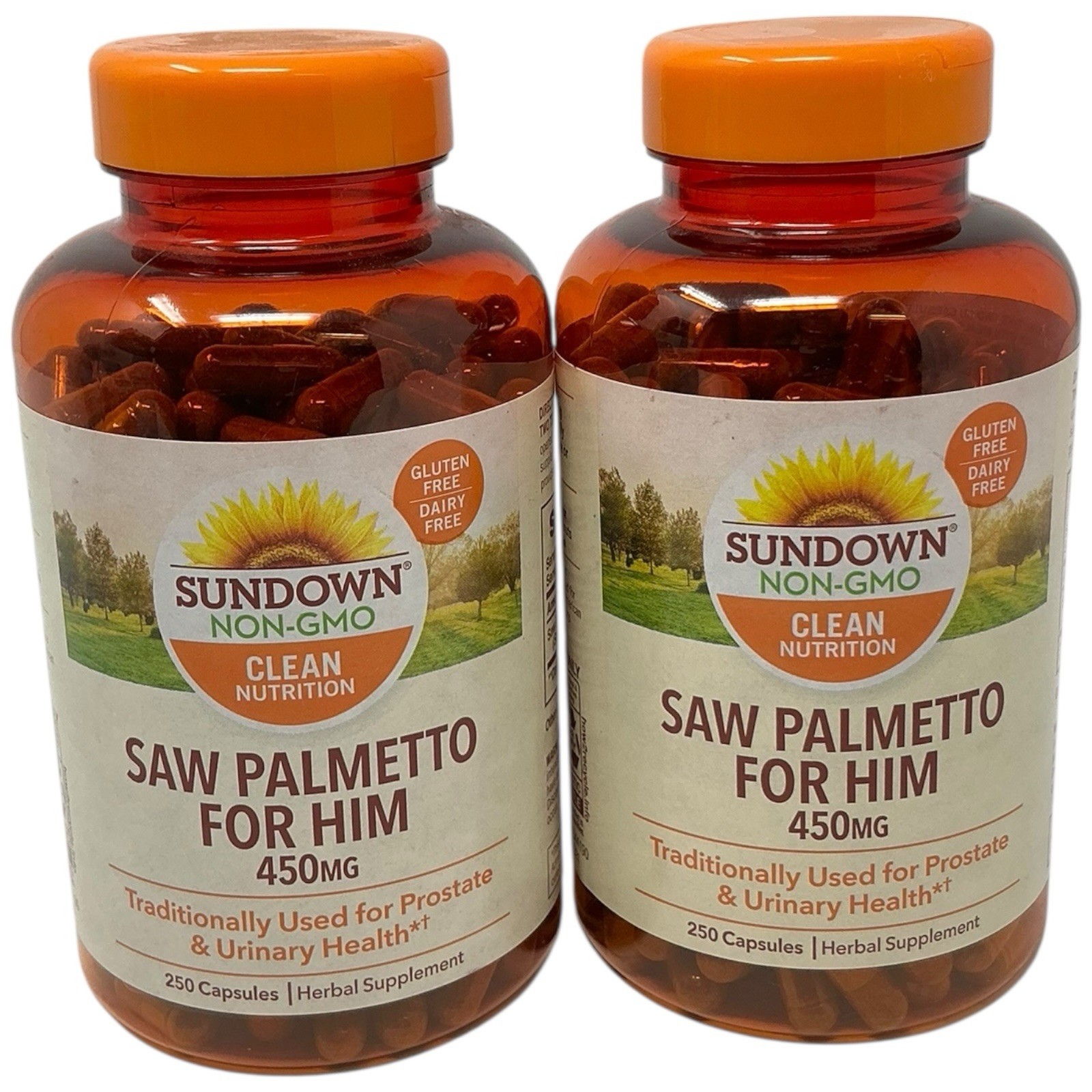 Lot of 2-Sundown Naturals Clean Nutrition Saw Palmetto for Him 450mg 250Capsules Lot of 2-Sundown Naturals Clean Nutrition Saw Palmetto for Him 450mg 250Capsules