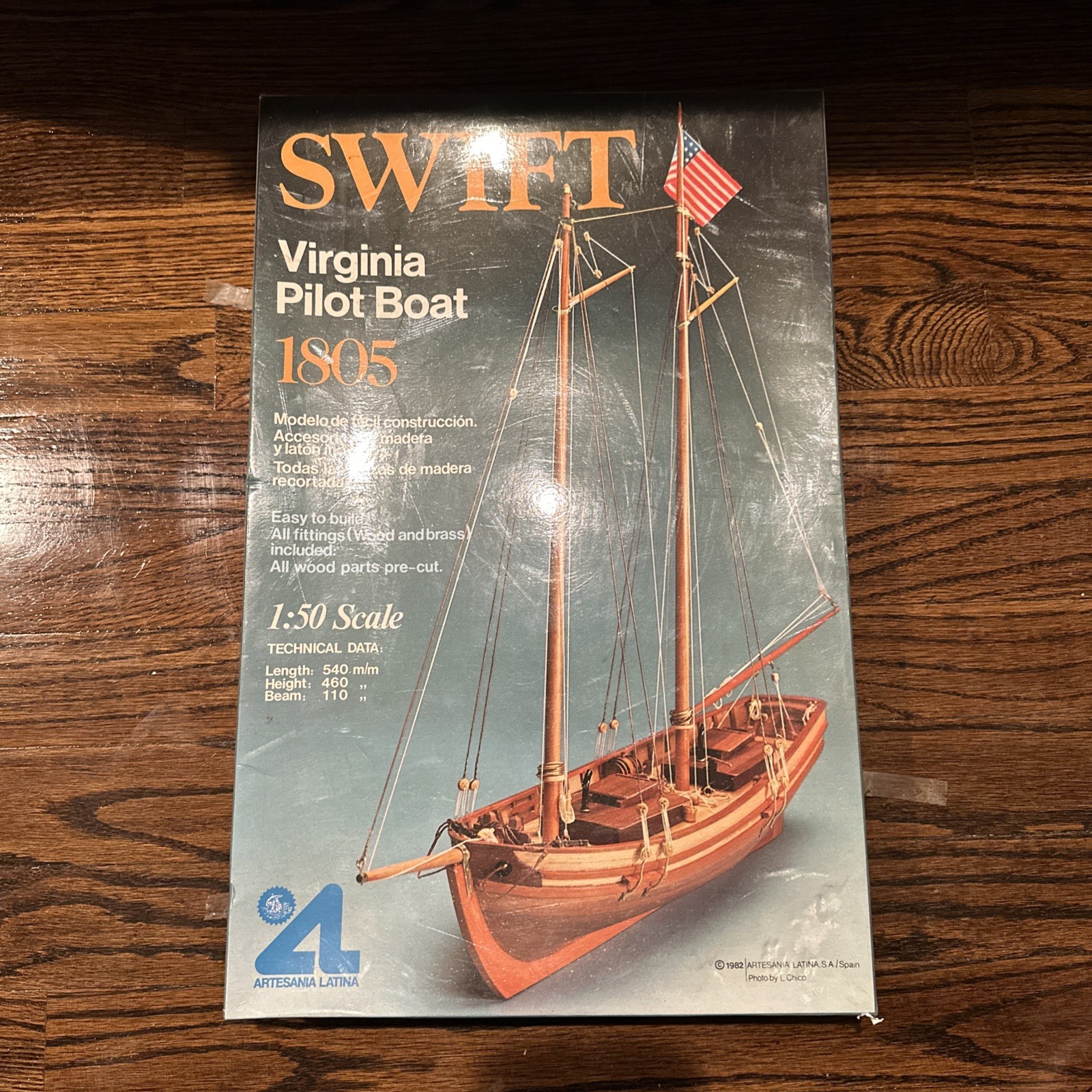 1982 ARTESANIA LATINA 1:50 Scale Model Wooden 1805 SWIFT Virginia Pilot Boat Kit