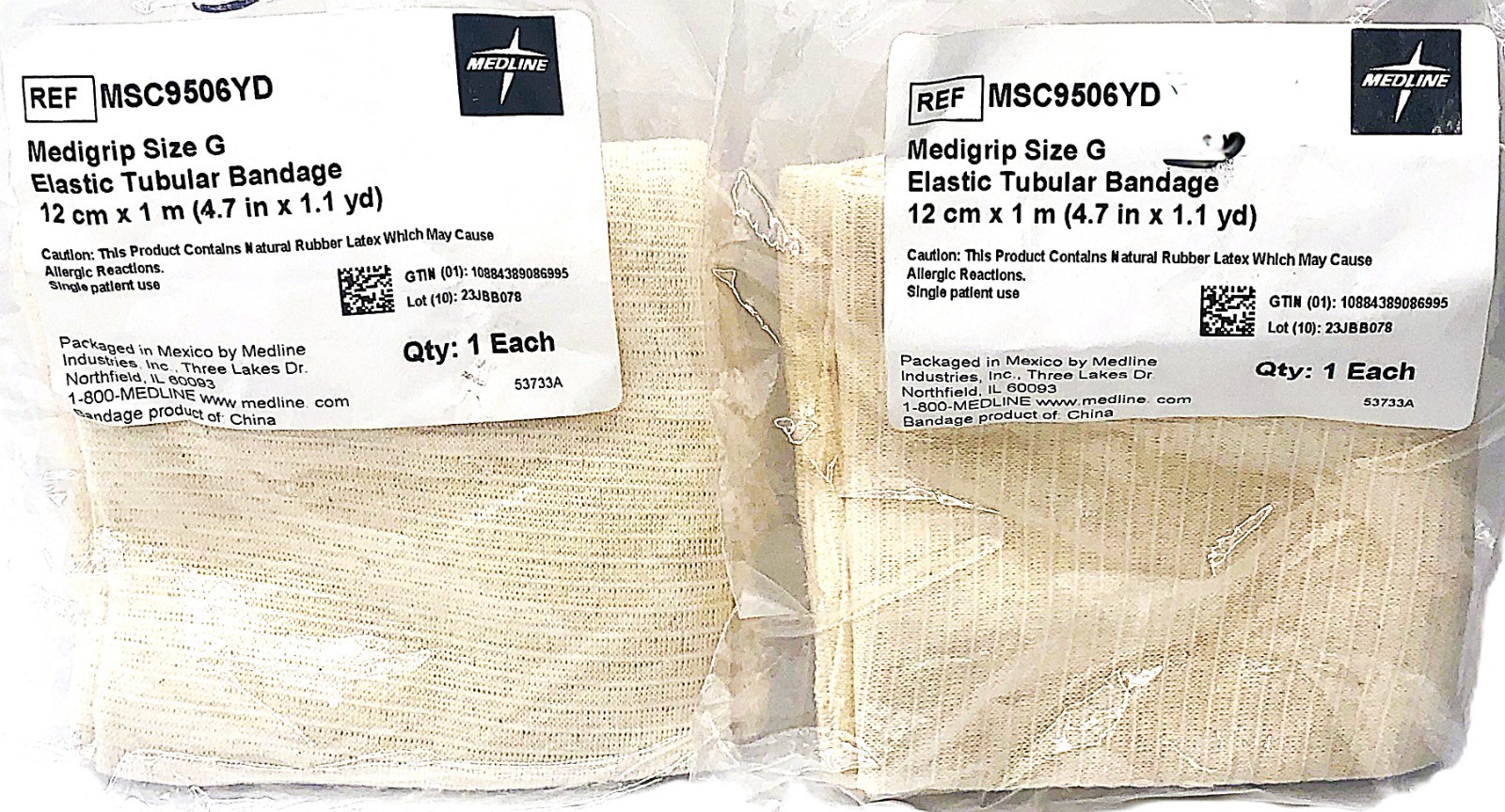 NWOB Medline Medigrip Elastic Tubular Bandage MSC9504YD;3.4 in x 1.1 yd; 2 Packs NWOB Medline Medigrip Elastic Tubular Bandage MSC9504YD;3.4 in x 1.1 yd; 2 Packs