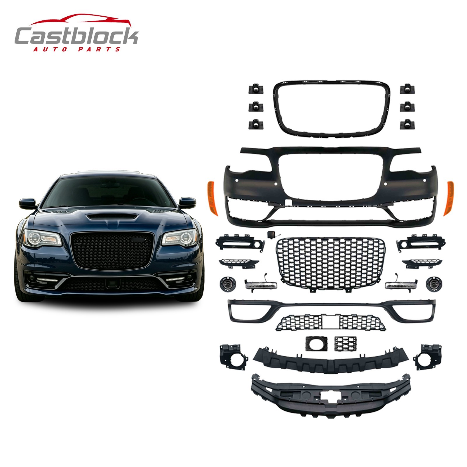Fit 2012-2014 Chrysler 300C to 15-24 SRT Front Bumper Assembly w/PDC hole