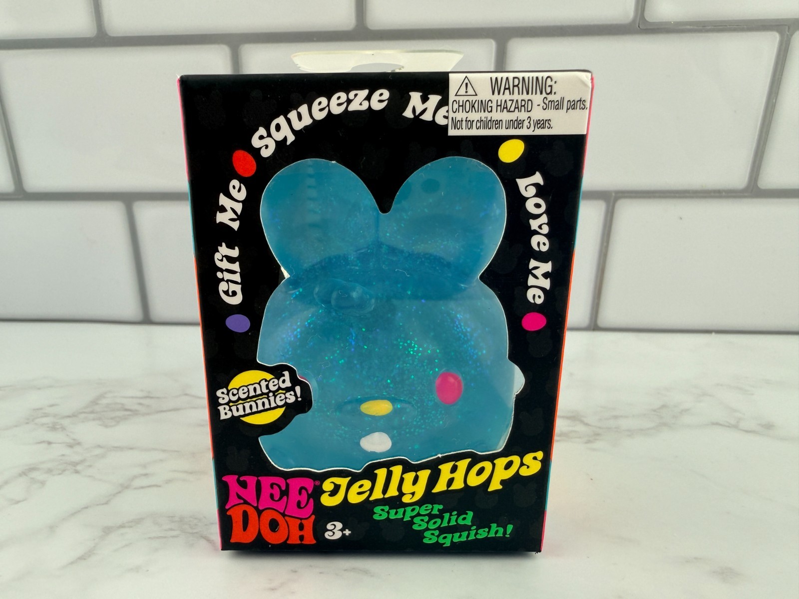 Rare Authentic NEE DOH Needoh Jelly Hops BLUE Scented Bunny USED with BOX