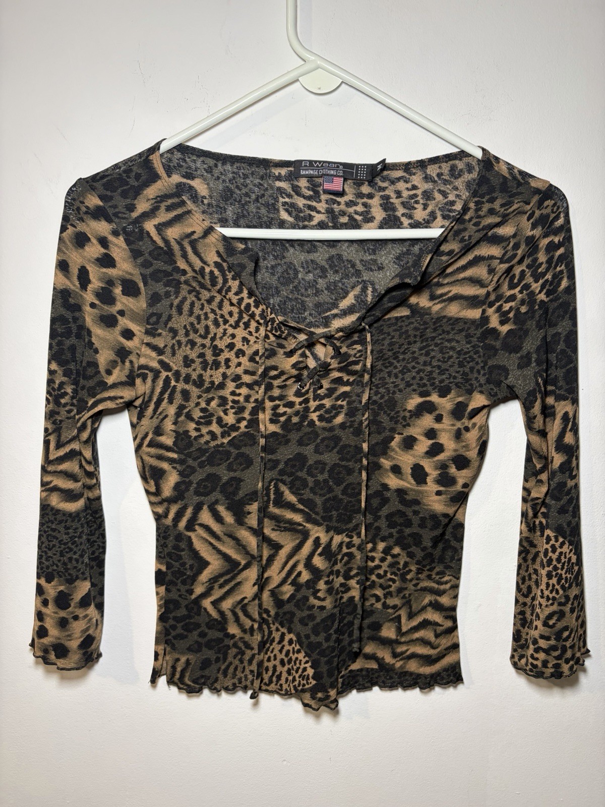 Y2K Vintage Rampage Clothing Leopard Print Lace Shirt Y2K Vintage Rampage Clothing Leopard Print Lace Shirt