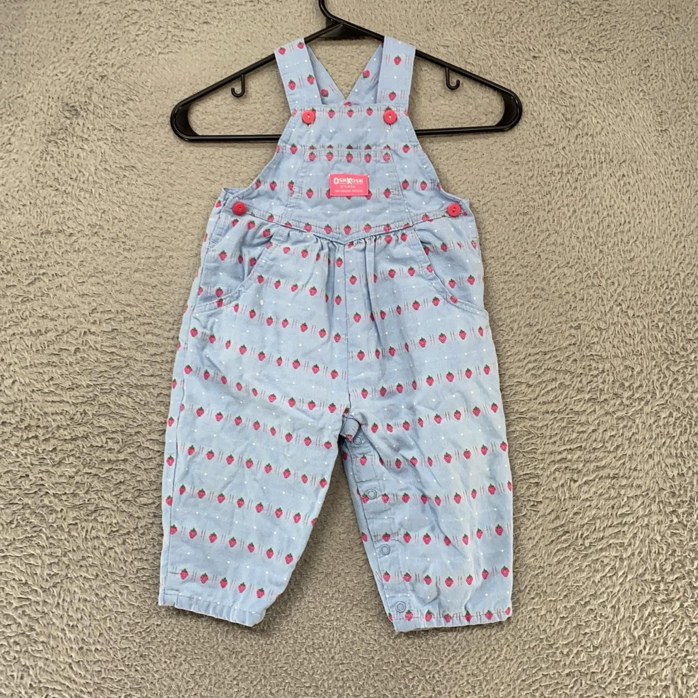 Vintage OshKosh B'gosh Overalls Girls 2T Strawberry Dot Print Vestbak 90s