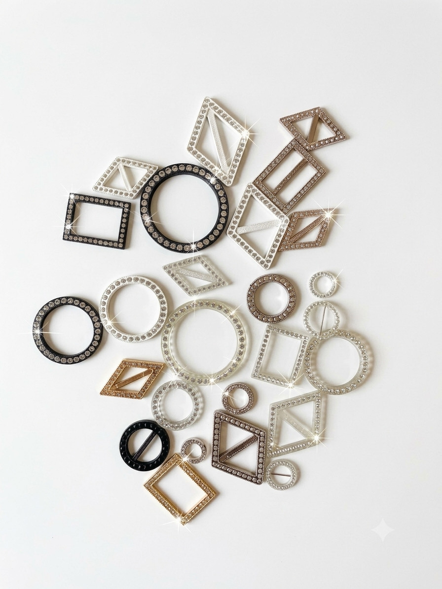 100 Vintage Italian Rhinestone Garment Buckles Lot